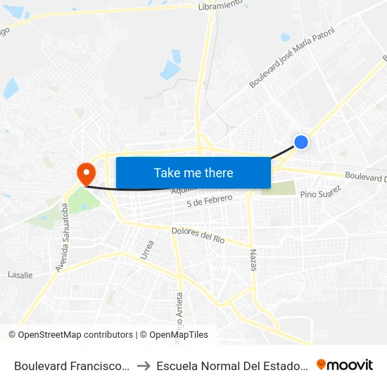 Boulevard Francisco Villa, 102 to Escuela Normal Del Estado De Durango map