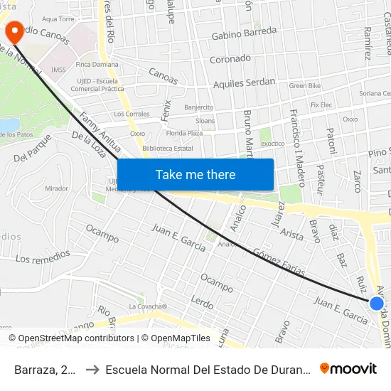 Barraza, 248 to Escuela Normal Del Estado De Durango map