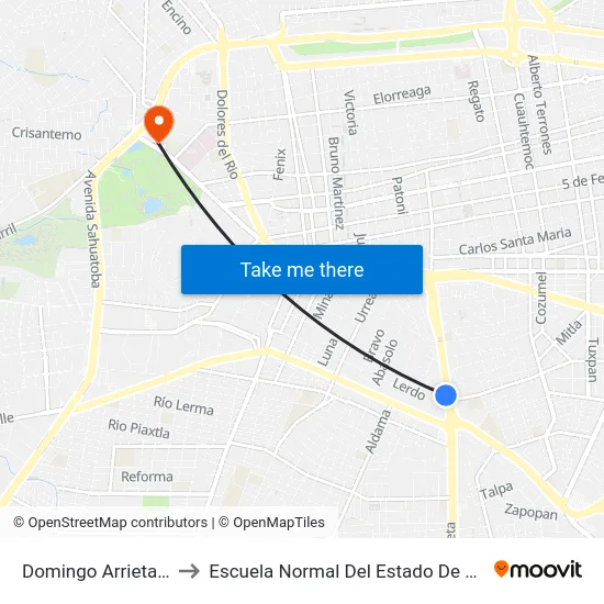 Domingo Arrieta, 518 to Escuela Normal Del Estado De Durango map