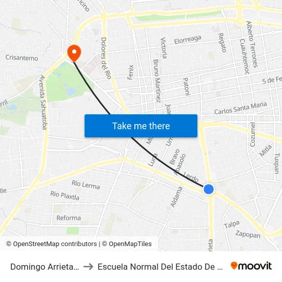 Domingo Arrieta, 600 to Escuela Normal Del Estado De Durango map