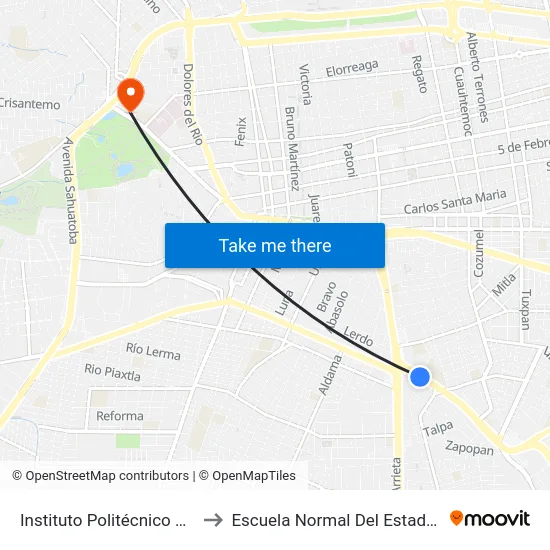 Instituto Politécnico Nacional, 10 to Escuela Normal Del Estado De Durango map