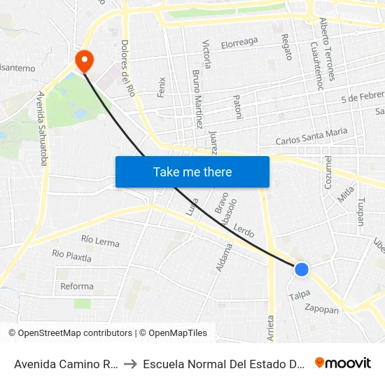 Avenida Camino Real, 97 to Escuela Normal Del Estado De Durango map