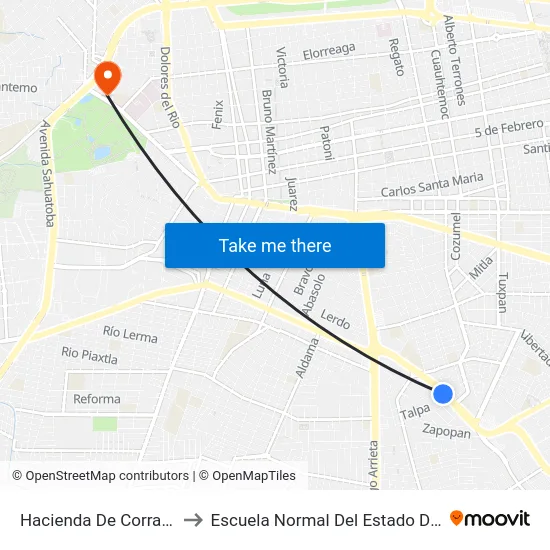 Hacienda De Corrales, 268 to Escuela Normal Del Estado De Durango map