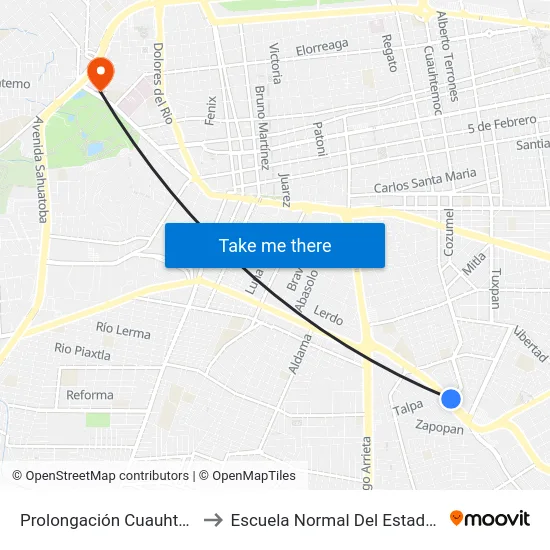 Prolongación Cuauhtémoc, 719a to Escuela Normal Del Estado De Durango map