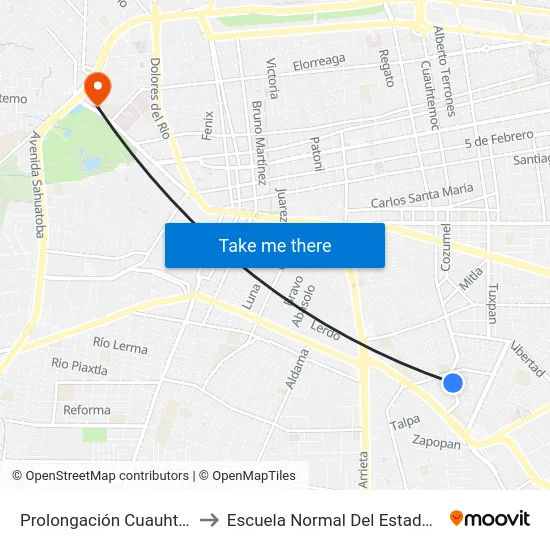 Prolongación Cuauhtémoc, 522 to Escuela Normal Del Estado De Durango map