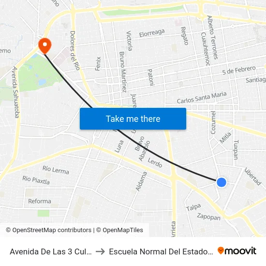 Avenida De Las 3 Culturas, 214 to Escuela Normal Del Estado De Durango map