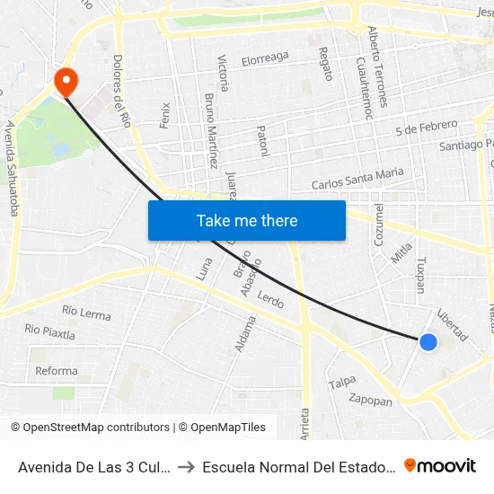 Avenida De Las 3 Culturas, 104 to Escuela Normal Del Estado De Durango map