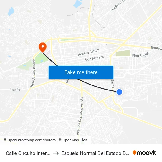 Calle Circuito Interior, 103 to Escuela Normal Del Estado De Durango map