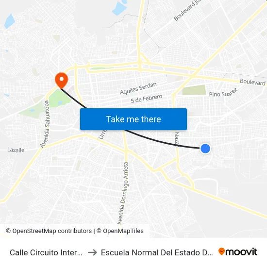 Calle Circuito Interior, 117 to Escuela Normal Del Estado De Durango map