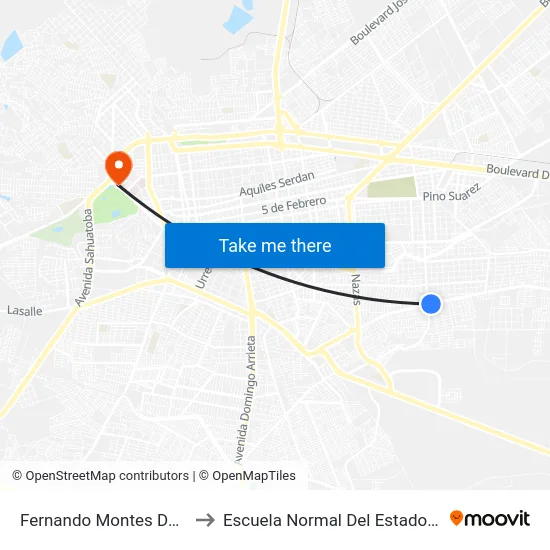 Fernando Montes De Oca, 106 to Escuela Normal Del Estado De Durango map