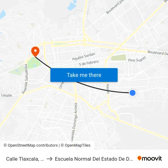 Calle Tlaxcala, 218 to Escuela Normal Del Estado De Durango map