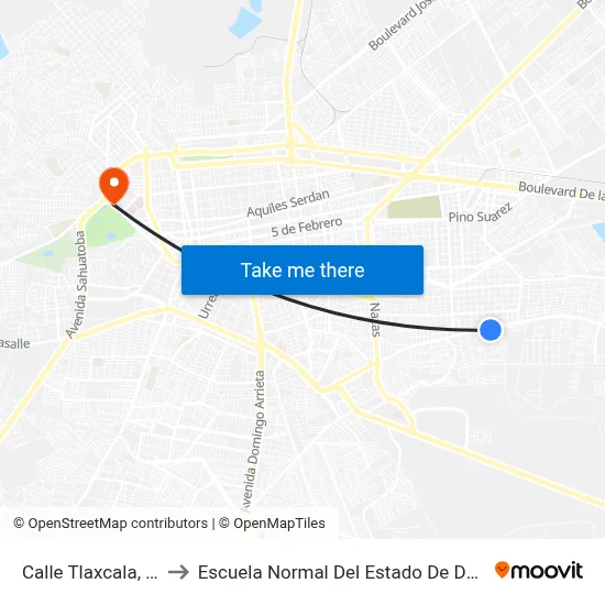 Calle Tlaxcala, 109 to Escuela Normal Del Estado De Durango map