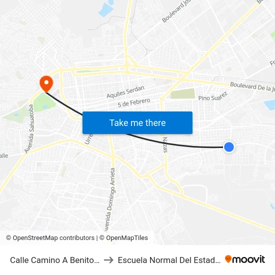 Calle Camino A Benito Juarez, 101 to Escuela Normal Del Estado De Durango map