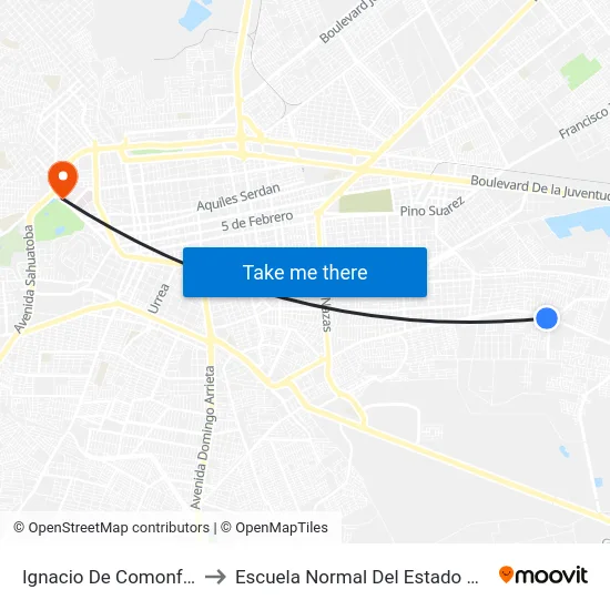 Ignacio De Comonfort, 103 to Escuela Normal Del Estado De Durango map