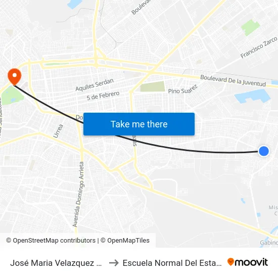 José Maria Velazquez Campean, 226 to Escuela Normal Del Estado De Durango map