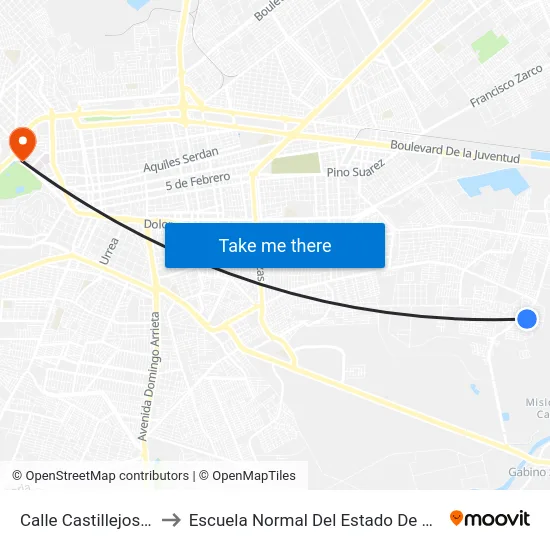 Calle Castillejos, 135 to Escuela Normal Del Estado De Durango map