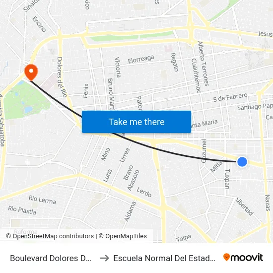 Boulevard Dolores Del Río, 1606 to Escuela Normal Del Estado De Durango map
