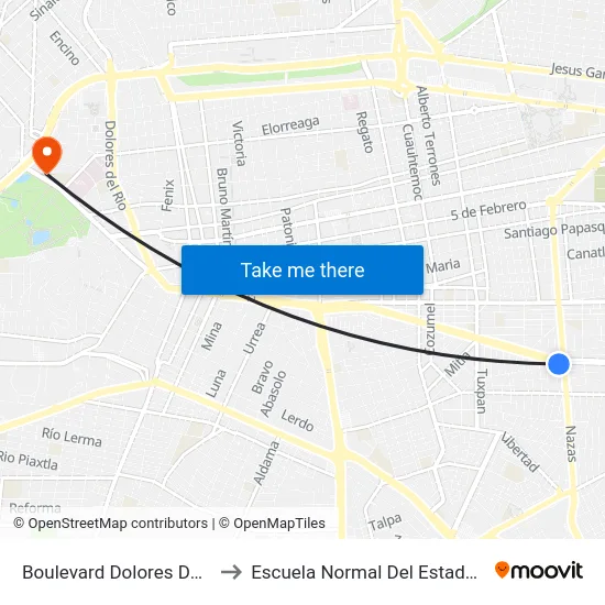 Boulevard Dolores Del Río, 2102 to Escuela Normal Del Estado De Durango map
