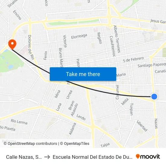 Calle Nazas, Sn-C to Escuela Normal Del Estado De Durango map