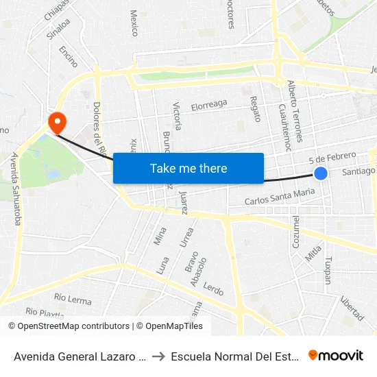 Avenida General Lazaro Cardenas, 509c to Escuela Normal Del Estado De Durango map