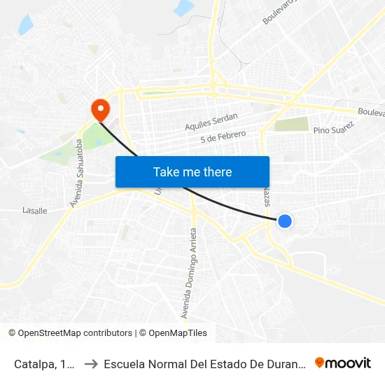 Catalpa, 125 to Escuela Normal Del Estado De Durango map