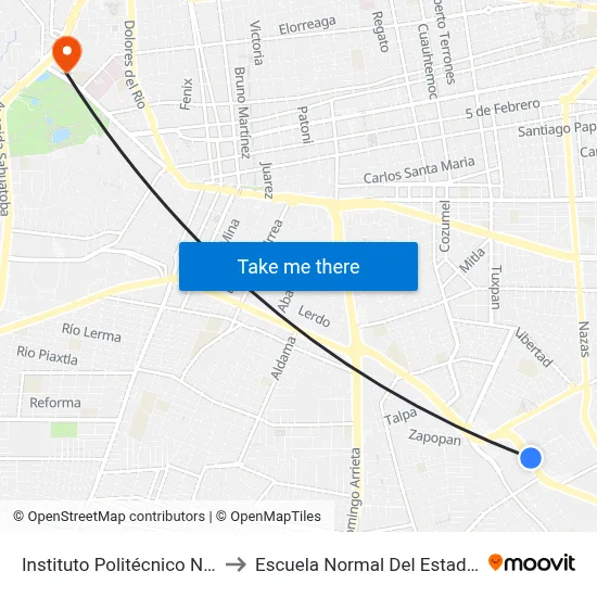 Instituto Politécnico Nacional, 134 to Escuela Normal Del Estado De Durango map