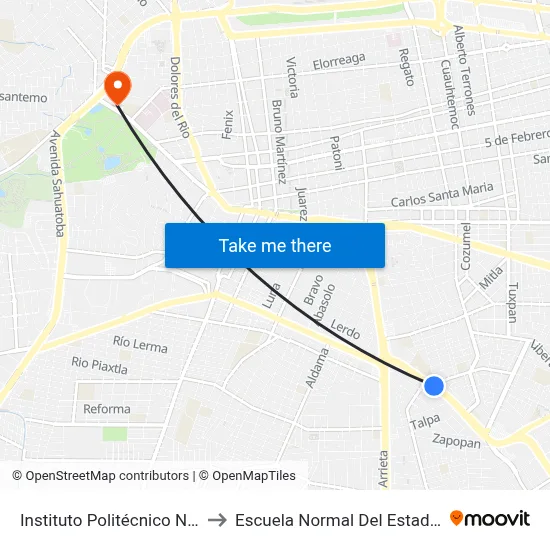 Instituto Politécnico Nacional, 216 to Escuela Normal Del Estado De Durango map