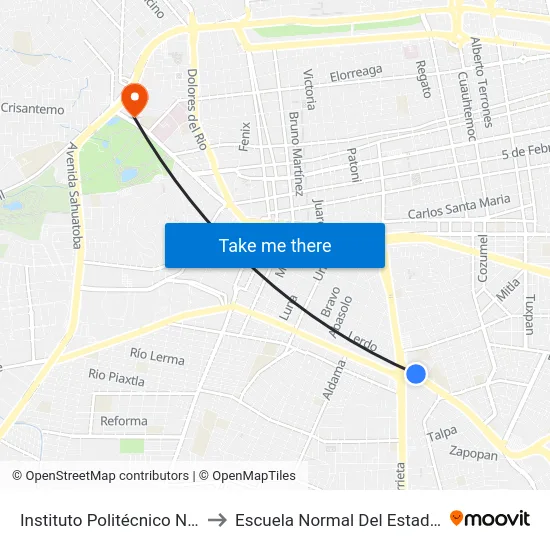 Instituto Politécnico Nacional, 105 to Escuela Normal Del Estado De Durango map