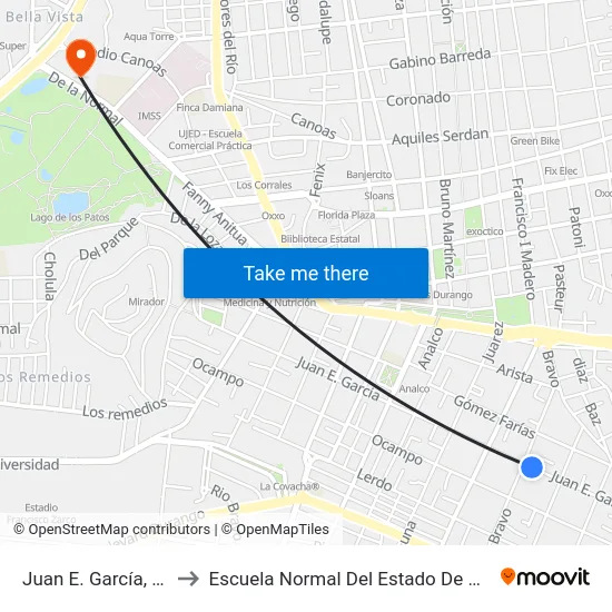 Juan E. García, 1108 to Escuela Normal Del Estado De Durango map