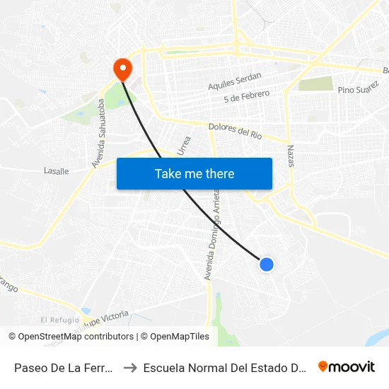 Paseo De La Ferrería, Lb to Escuela Normal Del Estado De Durango map