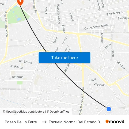 Paseo De La Ferrería, 115 to Escuela Normal Del Estado De Durango map