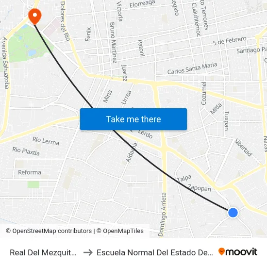 Real Del Mezquital, 142 to Escuela Normal Del Estado De Durango map
