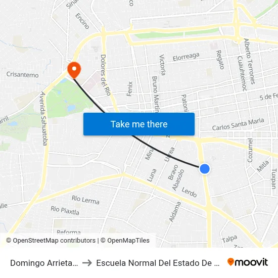 Domingo Arrieta, 280 to Escuela Normal Del Estado De Durango map