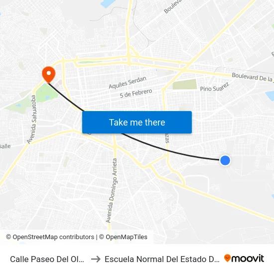 Calle Paseo Del Olmo, 646 to Escuela Normal Del Estado De Durango map