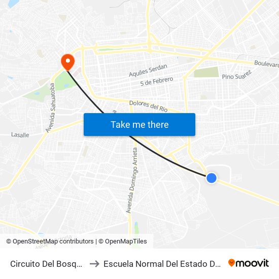 Circuito Del Bosque, 285 to Escuela Normal Del Estado De Durango map