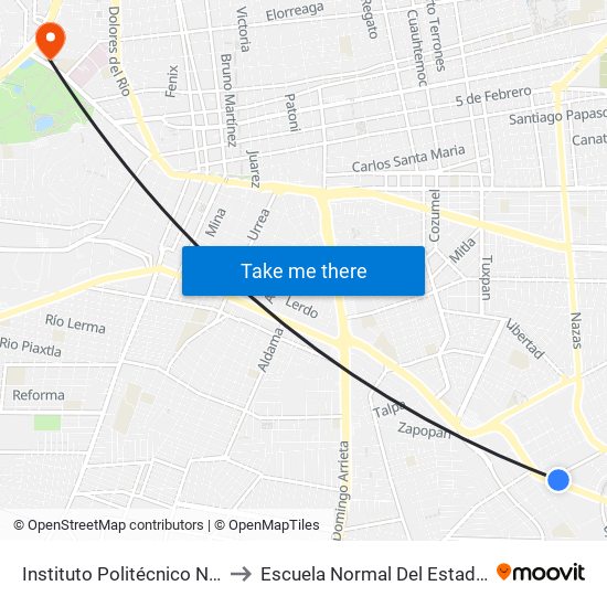 Instituto Politécnico Nacional, 305 to Escuela Normal Del Estado De Durango map