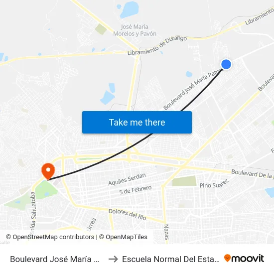 Boulevard José María Patoni, Sn-C Six to Escuela Normal Del Estado De Durango map