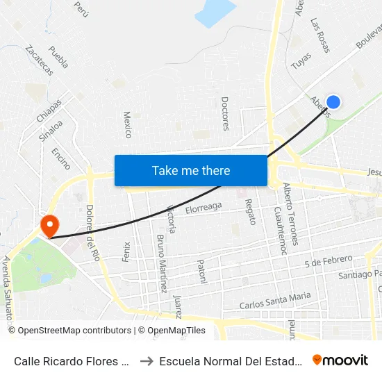 Calle Ricardo Flores Magón, 502 to Escuela Normal Del Estado De Durango map