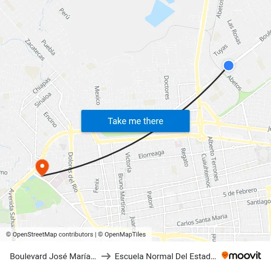 Boulevard José María Patoni, 98c to Escuela Normal Del Estado De Durango map
