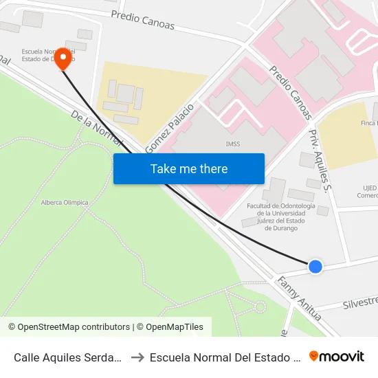 Calle Aquiles Serdan, 1364-S to Escuela Normal Del Estado De Durango map
