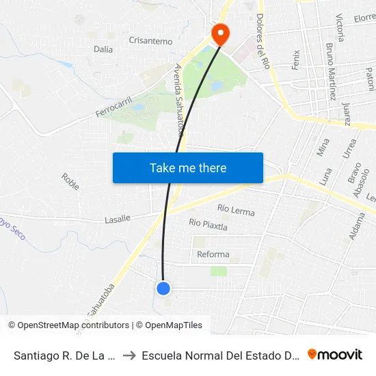 Santiago R. De La V., Sn-S to Escuela Normal Del Estado De Durango map