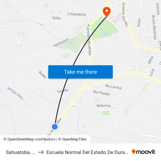 Sahuatoba, 40 to Escuela Normal Del Estado De Durango map