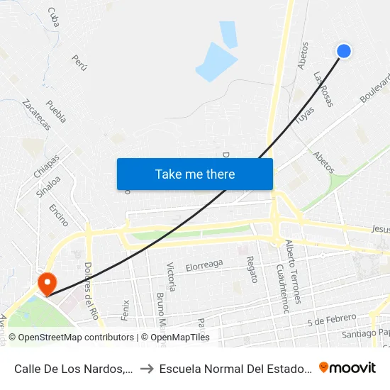 Calle De Los Nardos, Mz10 Lt2 to Escuela Normal Del Estado De Durango map