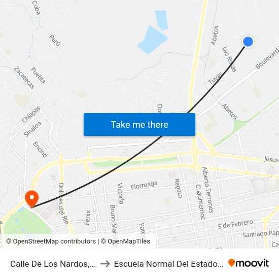 Calle De Los Nardos, Mz17 Lt3 to Escuela Normal Del Estado De Durango map