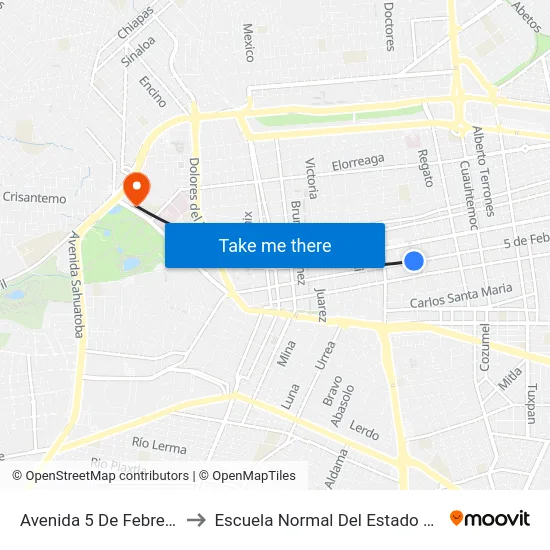 Avenida 5 De Febrero 317-S to Escuela Normal Del Estado De Durango map