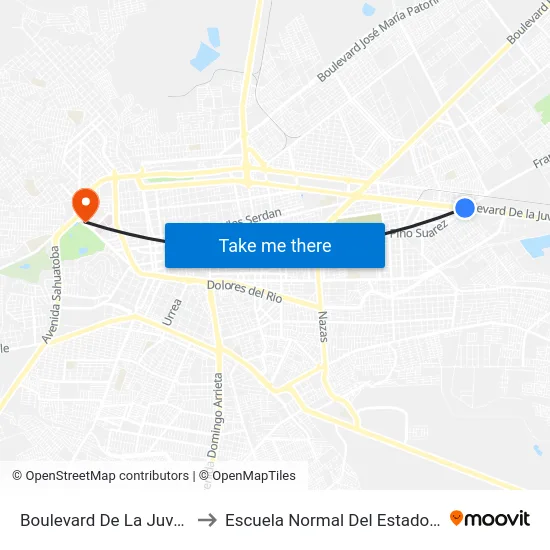 Boulevard De La Juventud, 605 to Escuela Normal Del Estado De Durango map