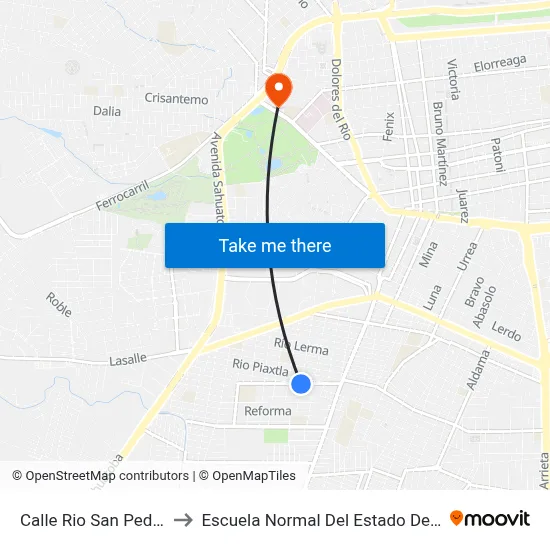 Calle Rio San Pedro 417 to Escuela Normal Del Estado De Durango map