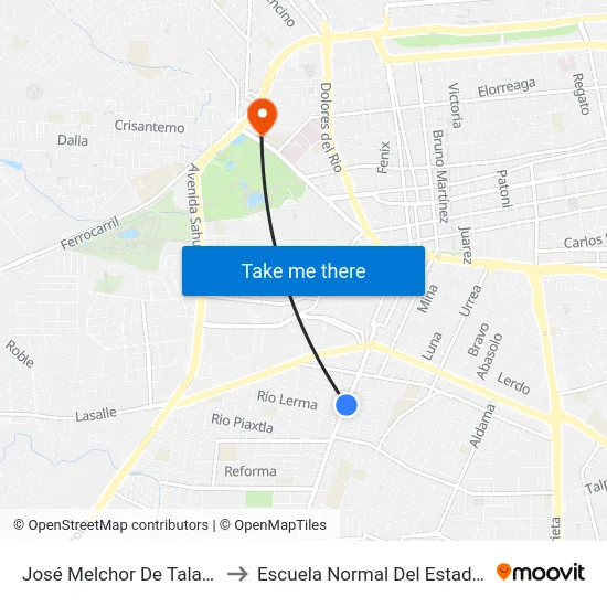 José Melchor De Talamantes 225 to Escuela Normal Del Estado De Durango map