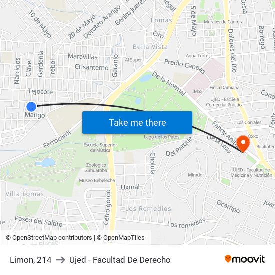 Limon, 214 to Ujed - Facultad De Derecho map