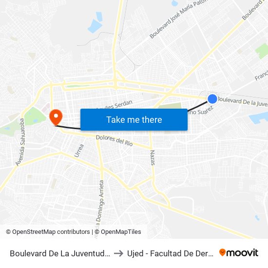 Boulevard De La Juventud, 502 to Ujed - Facultad De Derecho map